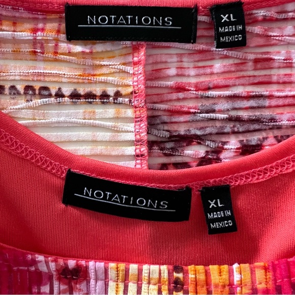 Notations 2 piece vibrant multi color short sleeve shirt blouse Size: XL - Picture 4 of 9